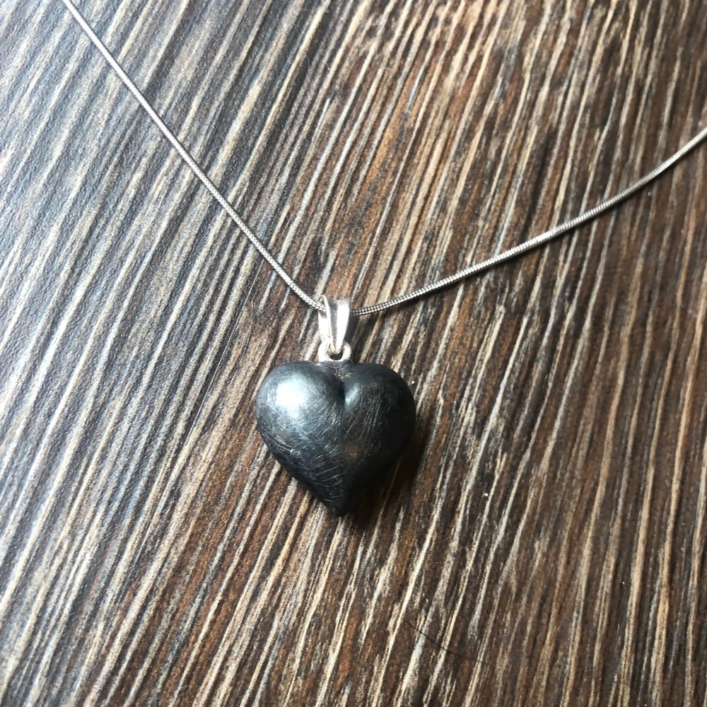 Stone Grey Heart Charm Necklace